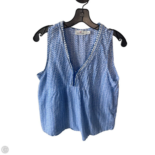 Blouse Sleeveless By Vineyard Vines In Blue & White, Size: M