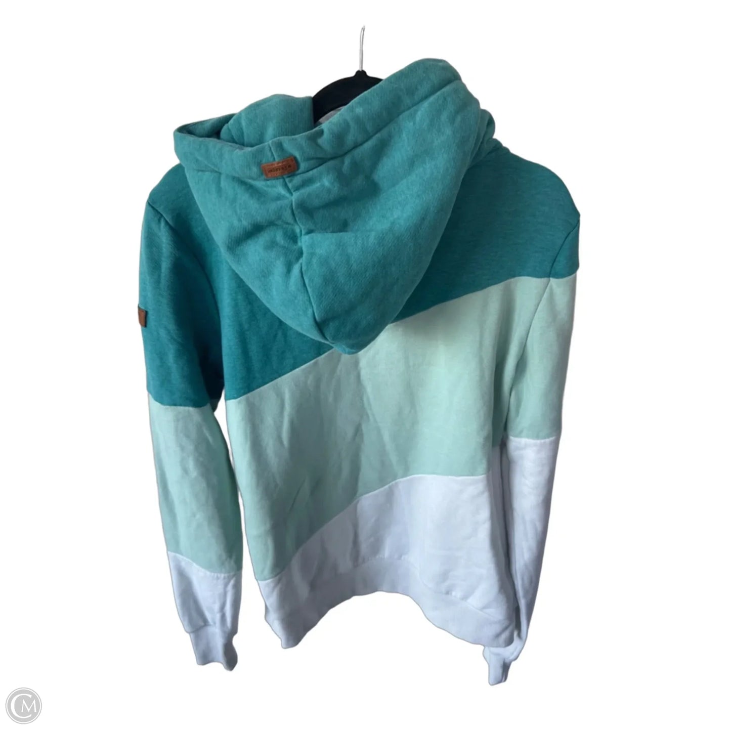 Sweatshirt Hoodie By Clothes Mentor In Green & White, Size: M