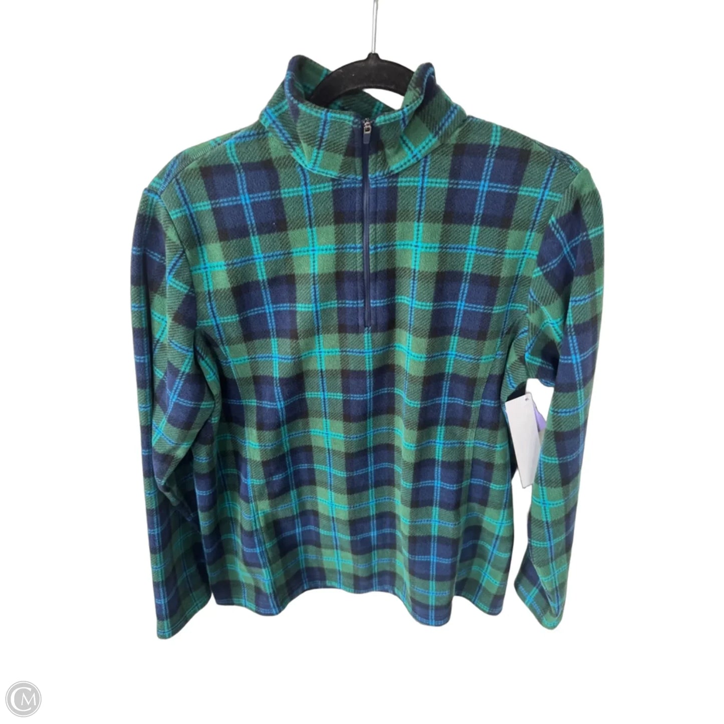 Jacket Fleece By Lands End In Blue & Green, Size: L