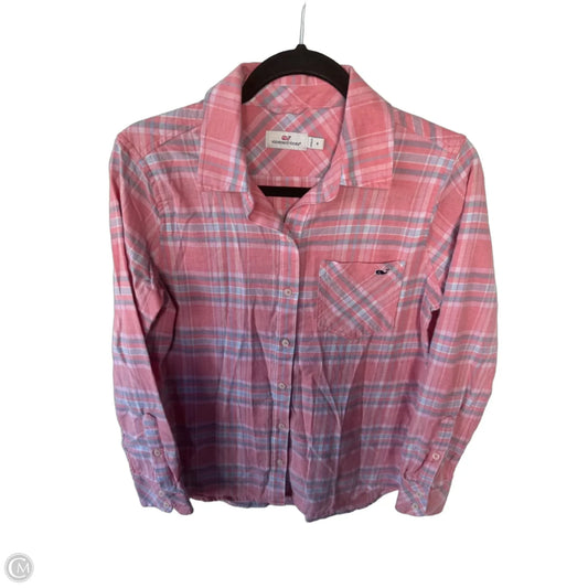 Blouse Long Sleeve By Vineyard Vines In Pink & White, Size: S