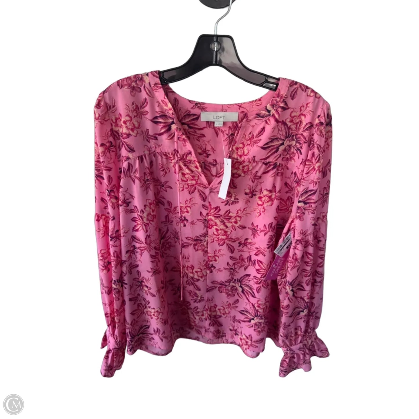 Blouse Long Sleeve By Loft In Pink & Red, Size: S