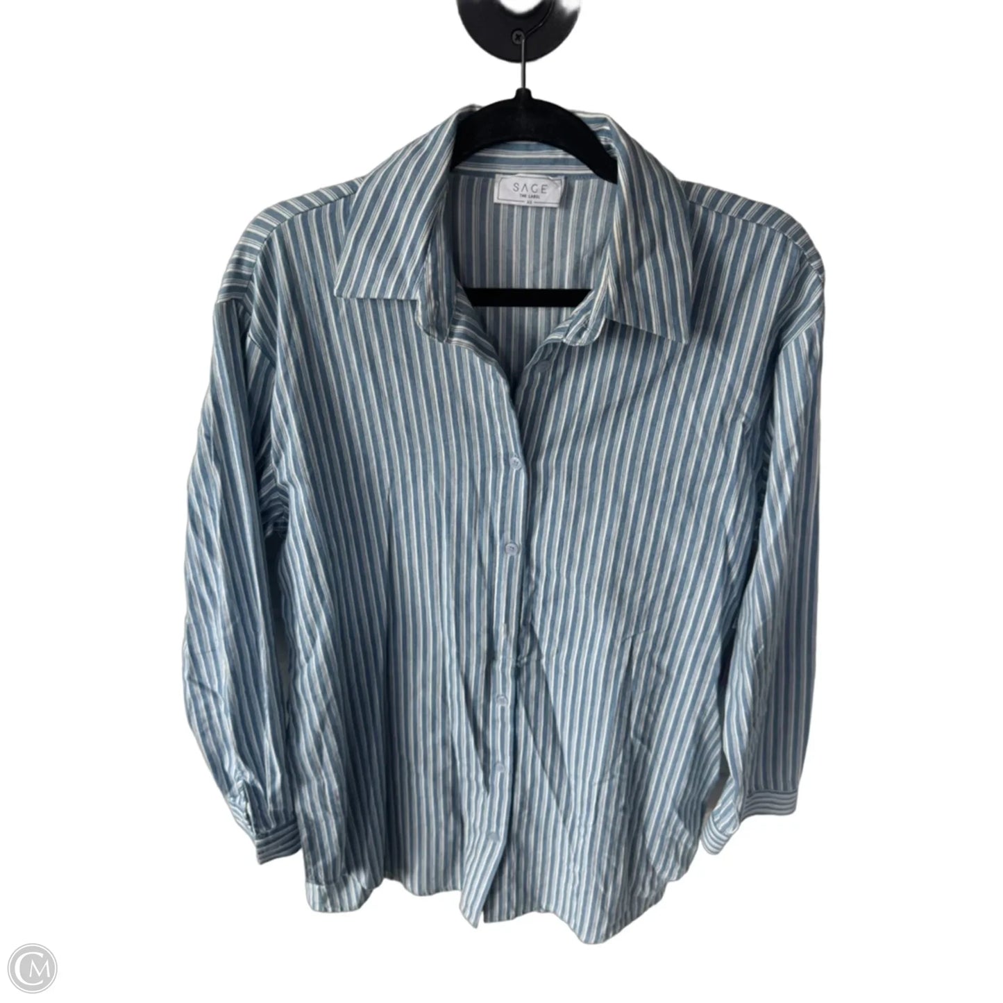 Tunic Long Sleeve By Sage In Blue & White, Size: Xs
