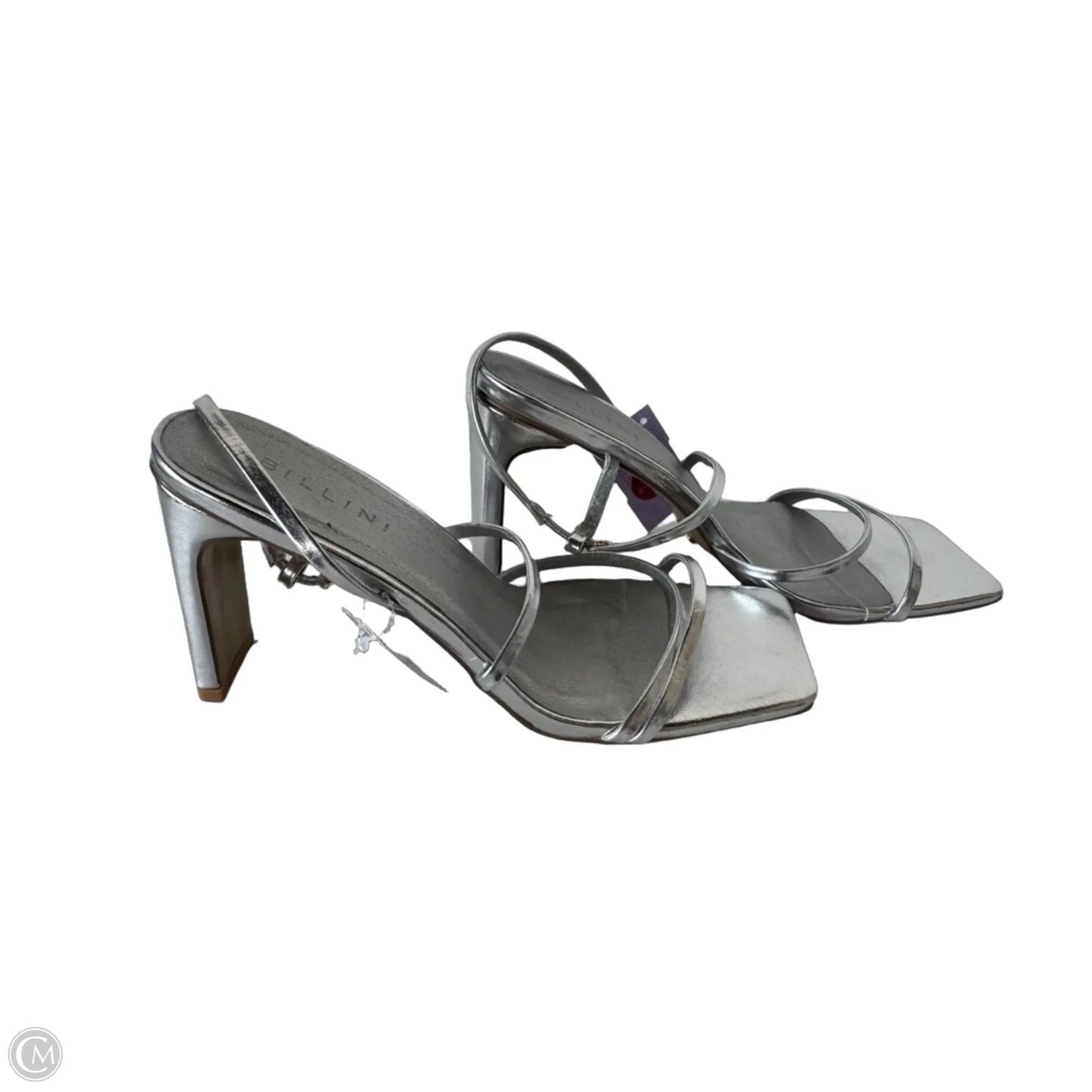 Sandals Heels Block By Birdies In Silver, Size: 9