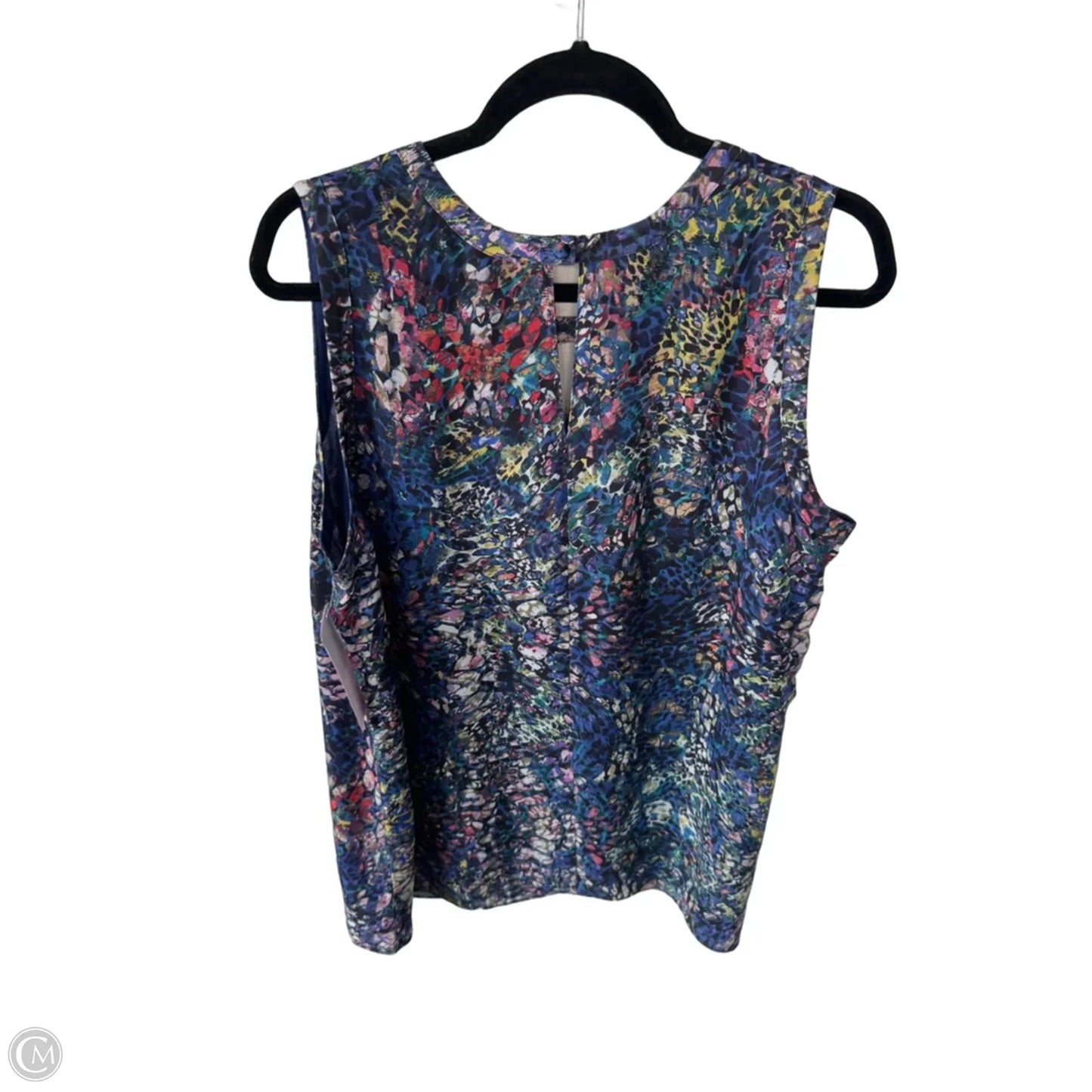 Blouse Sleeveless By Cabi In Blue & White, Size: Xl