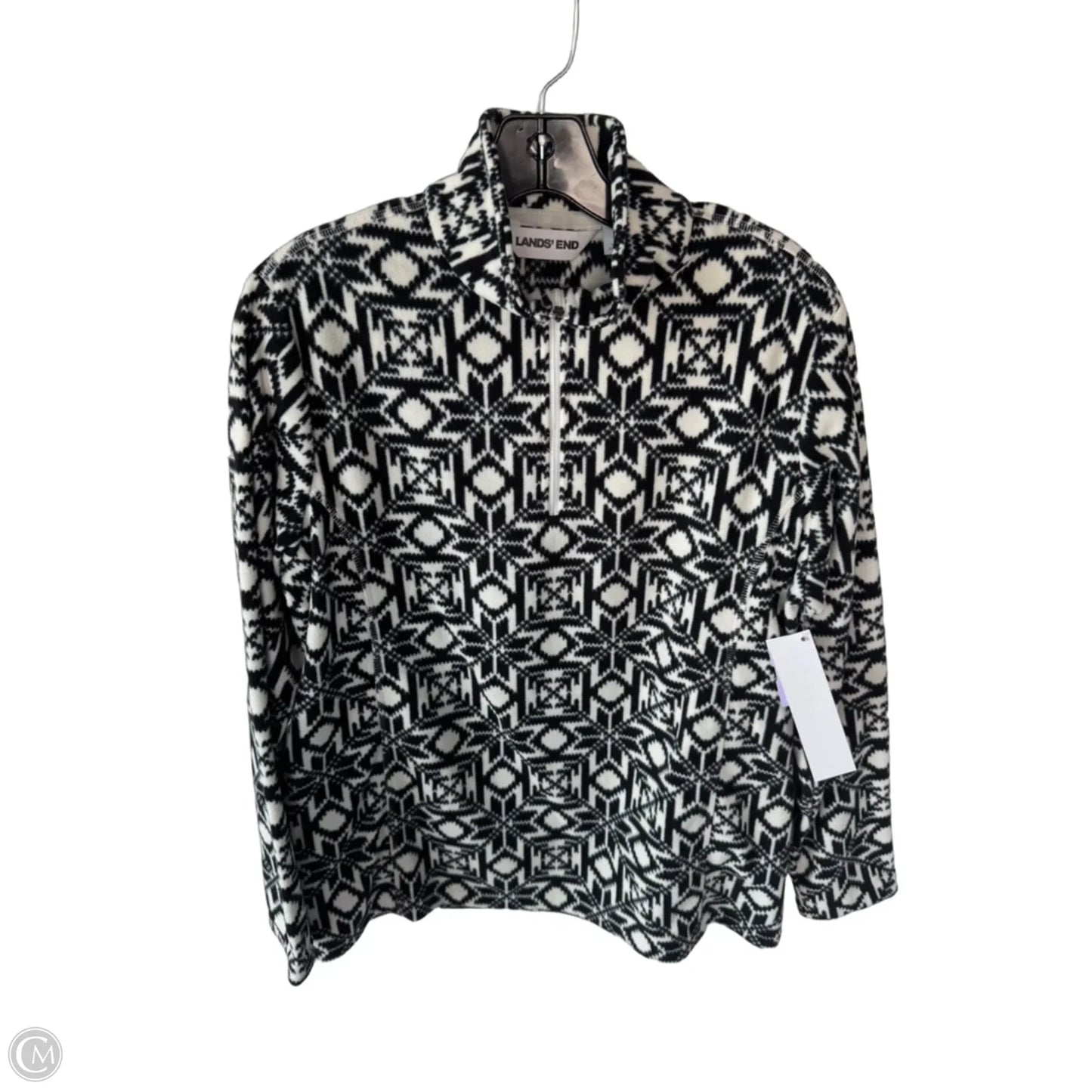 Jacket Fleece By Lands End In Black & White, Size: L