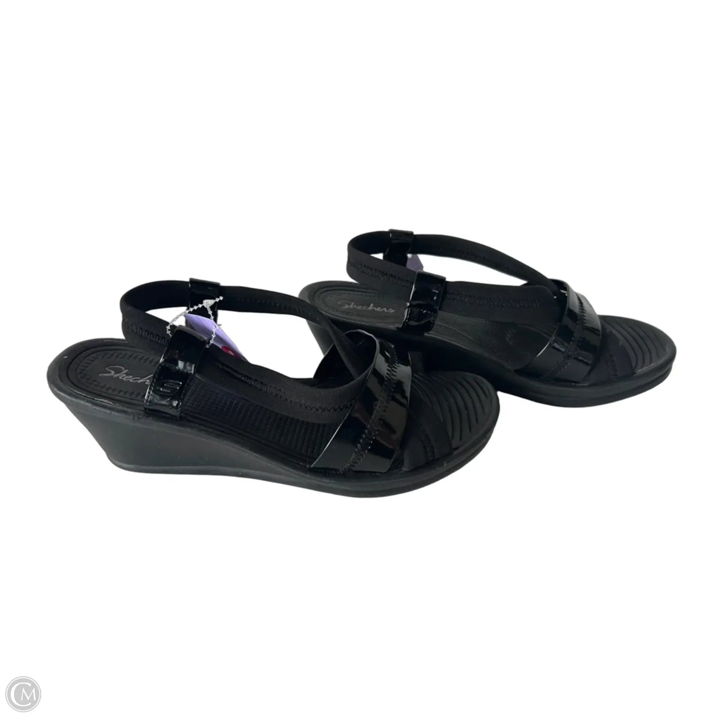 Sandals Heels Wedge By Skechers In Black & Blue, Size: 11