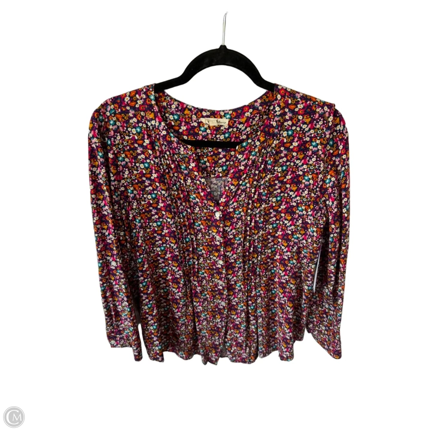 Blouse Long Sleeve By Jane And Delancey In Blue & Purple, Size: M
