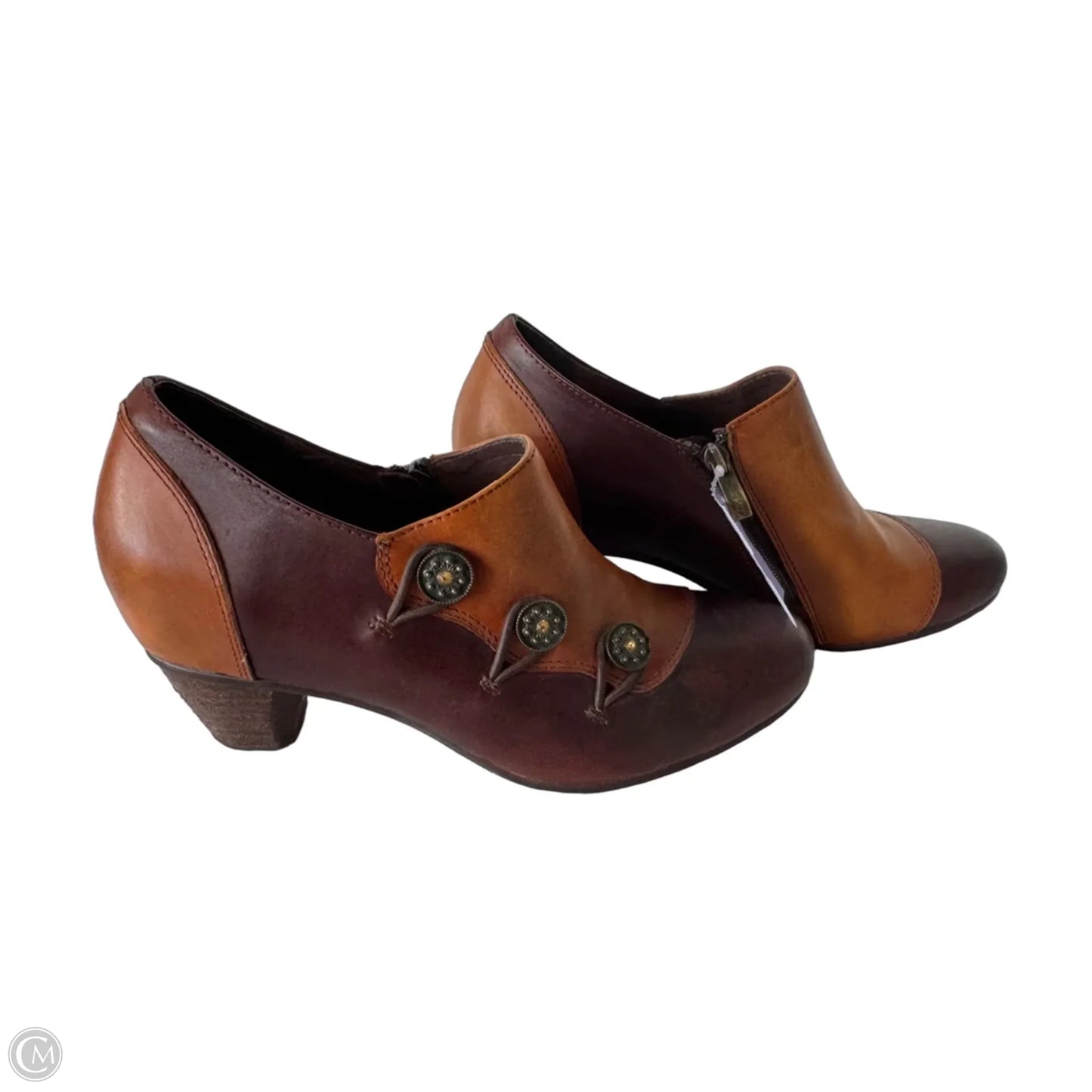 Shoes Heels Block By Spring Step In Brown & Gold, Size: 10.5