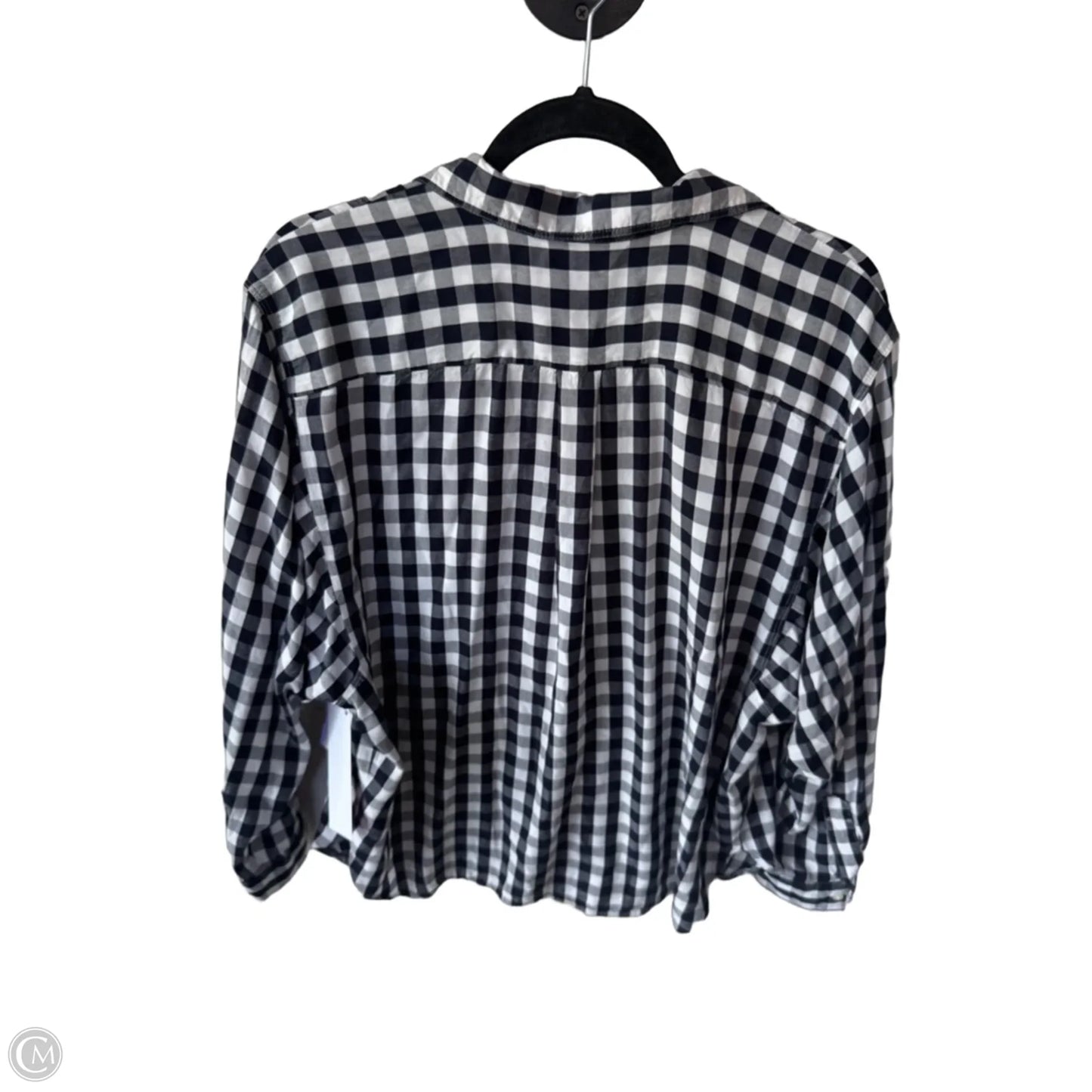 Blouse Long Sleeve By Loft In Blue & White, Size: L