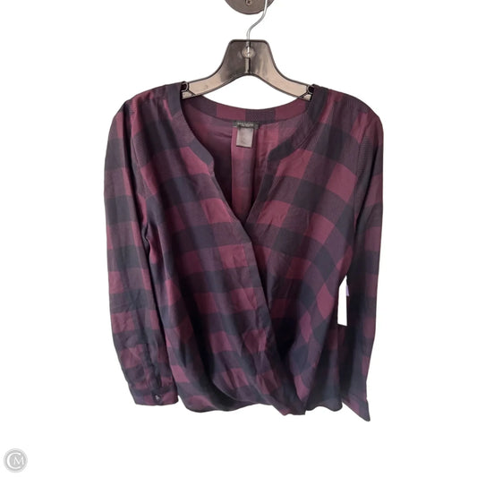 Blouse Long Sleeve By Ann Taylor In Blue & Red, Size: M