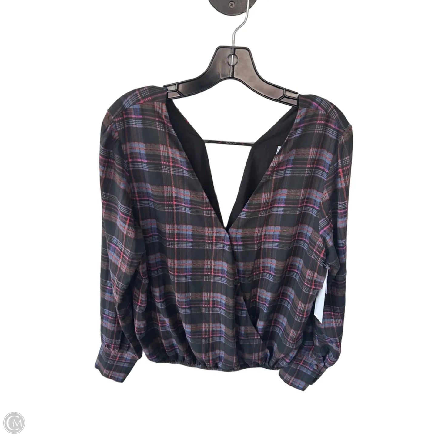 Blouse Long Sleeve By Peyton Jensen In Black & Blue, Size: M
