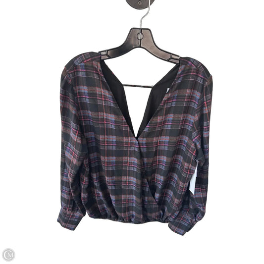 Blouse Long Sleeve By Peyton Jensen In Black & Blue, Size: M