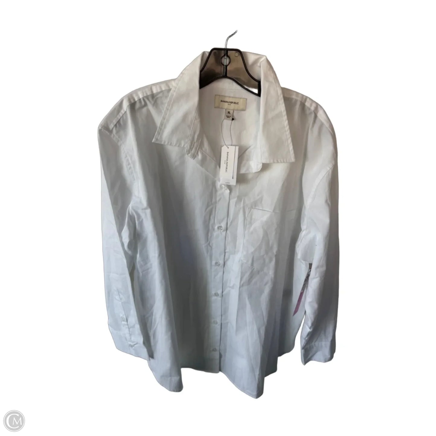 Blouse Long Sleeve By Banana Republic In White, Size: Xl