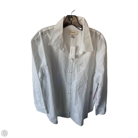 Blouse Long Sleeve By Banana Republic In White, Size: Xl