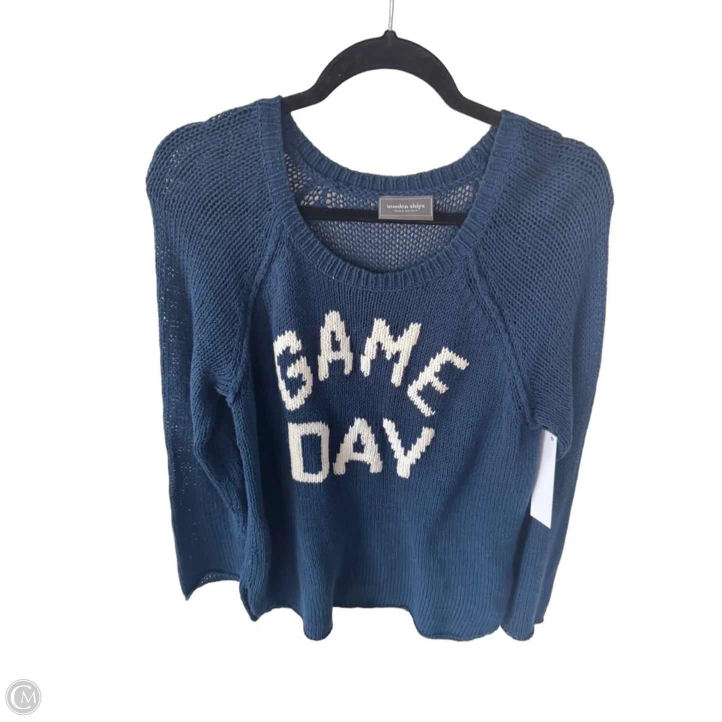 Sweater By Wooden Ships In Blue & White, Size: M