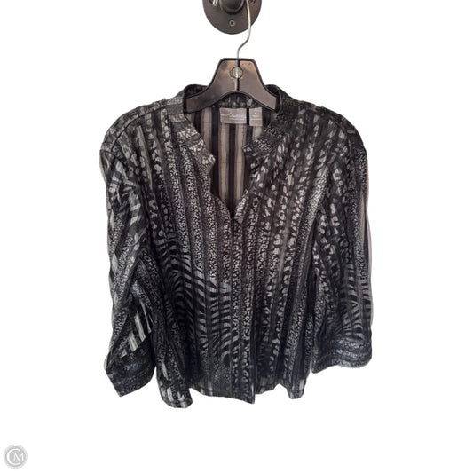 Jacket Shirt By Chicos In Black & Silver, Size: L