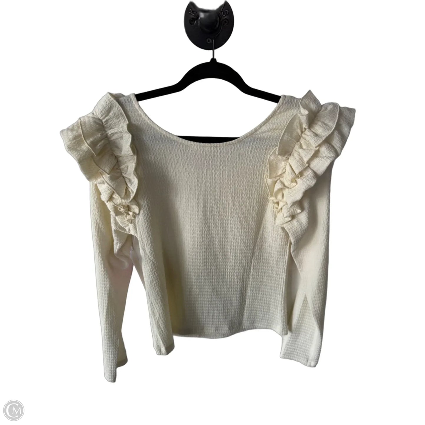 Top Long Sleeve By Easel In Cream, Size: M