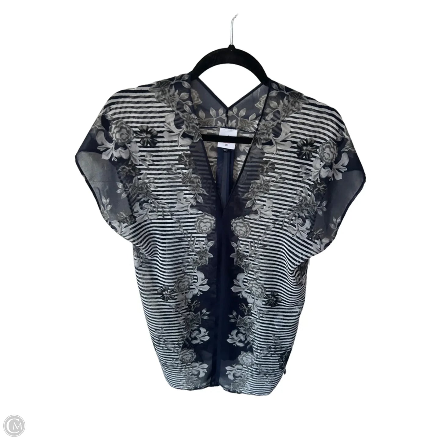 Blouse Sleeveless By Cabi In Blue & White, Size: Xs