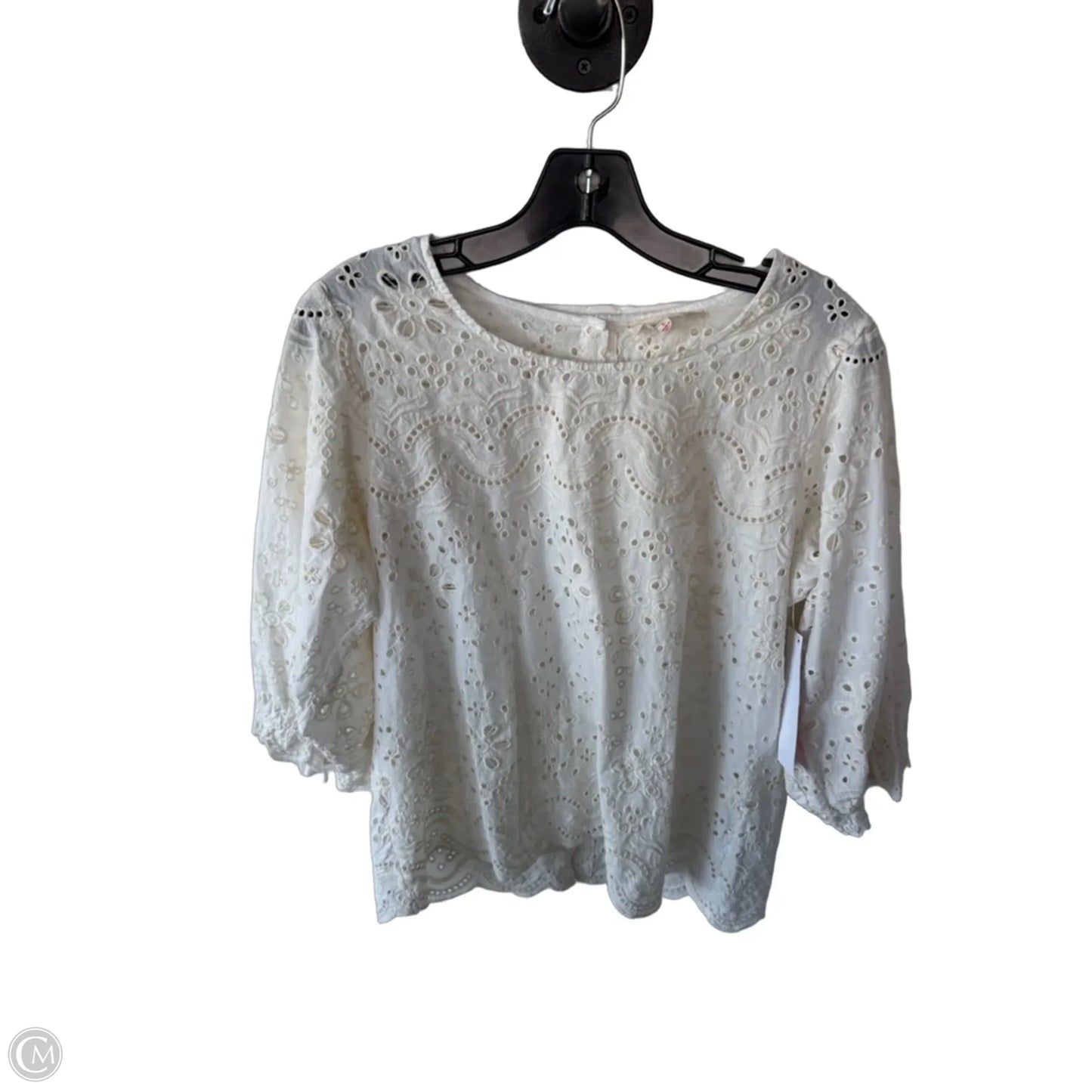 Blouse 3/4 Sleeve  By Solitaire In Cream, Size: L