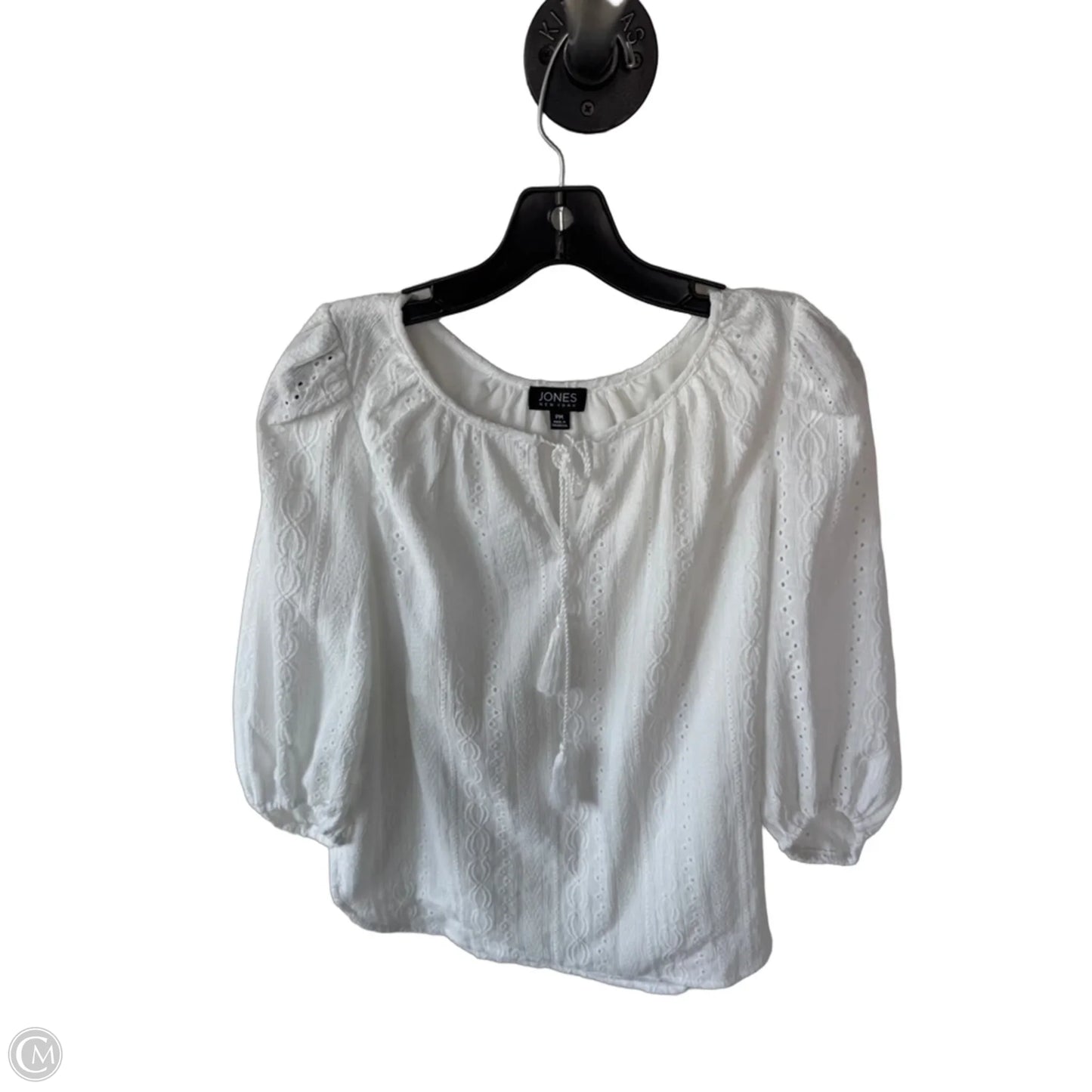 Blouse 3/4 Sleeve By Jones New York In White, Size: Mp