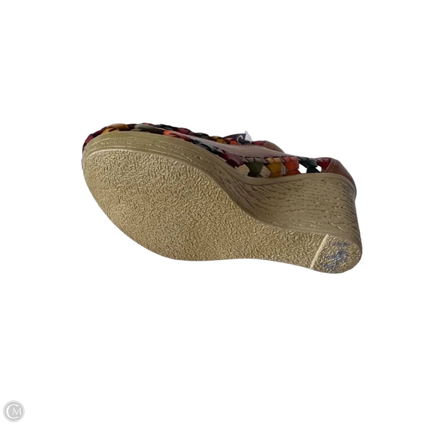 Sandals Heels Wedge By Clothes Mentor In Tan & Yellow, Size: 6
