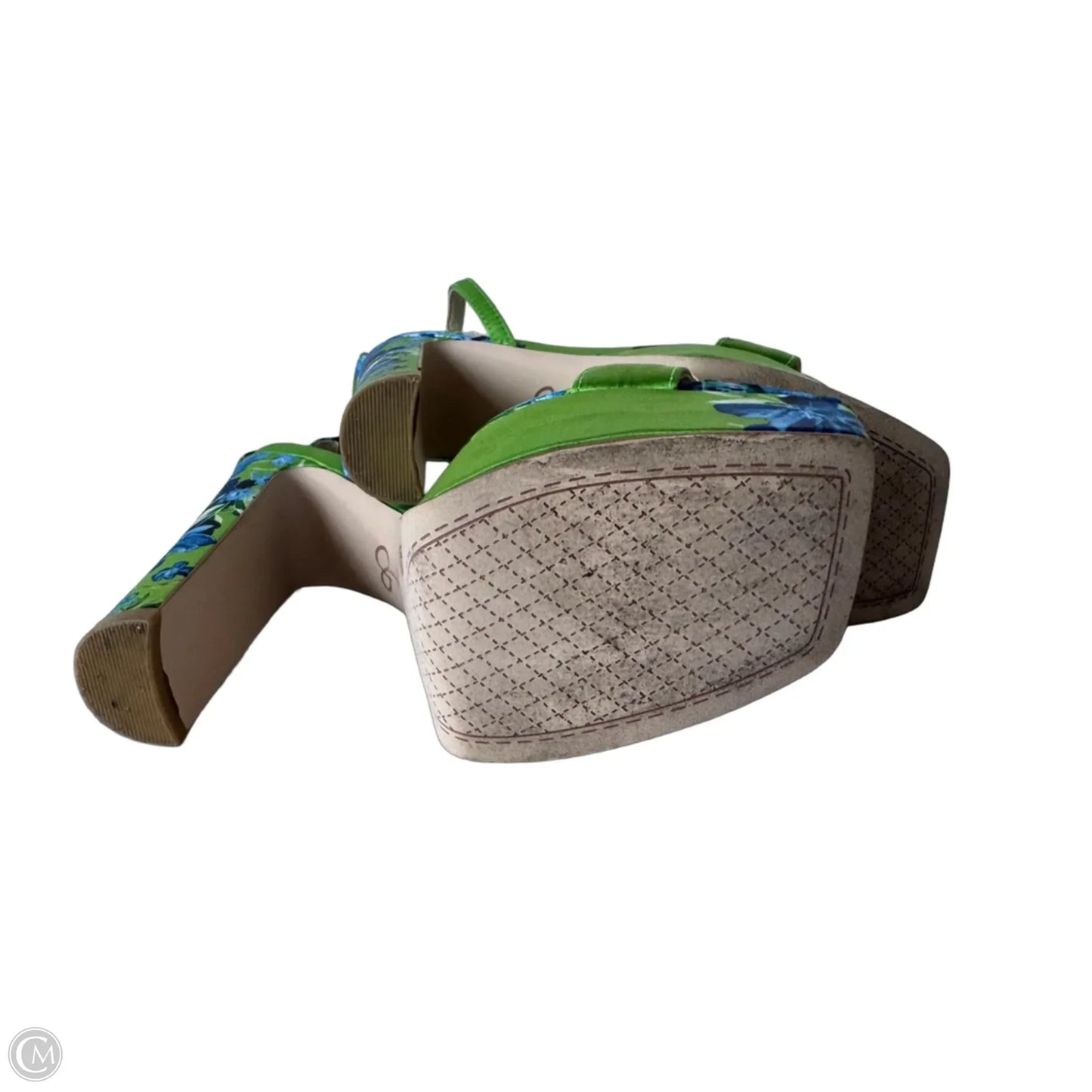 Sandals Heels Block By Jessica Simpson In Blue & Green, Size: 5.5