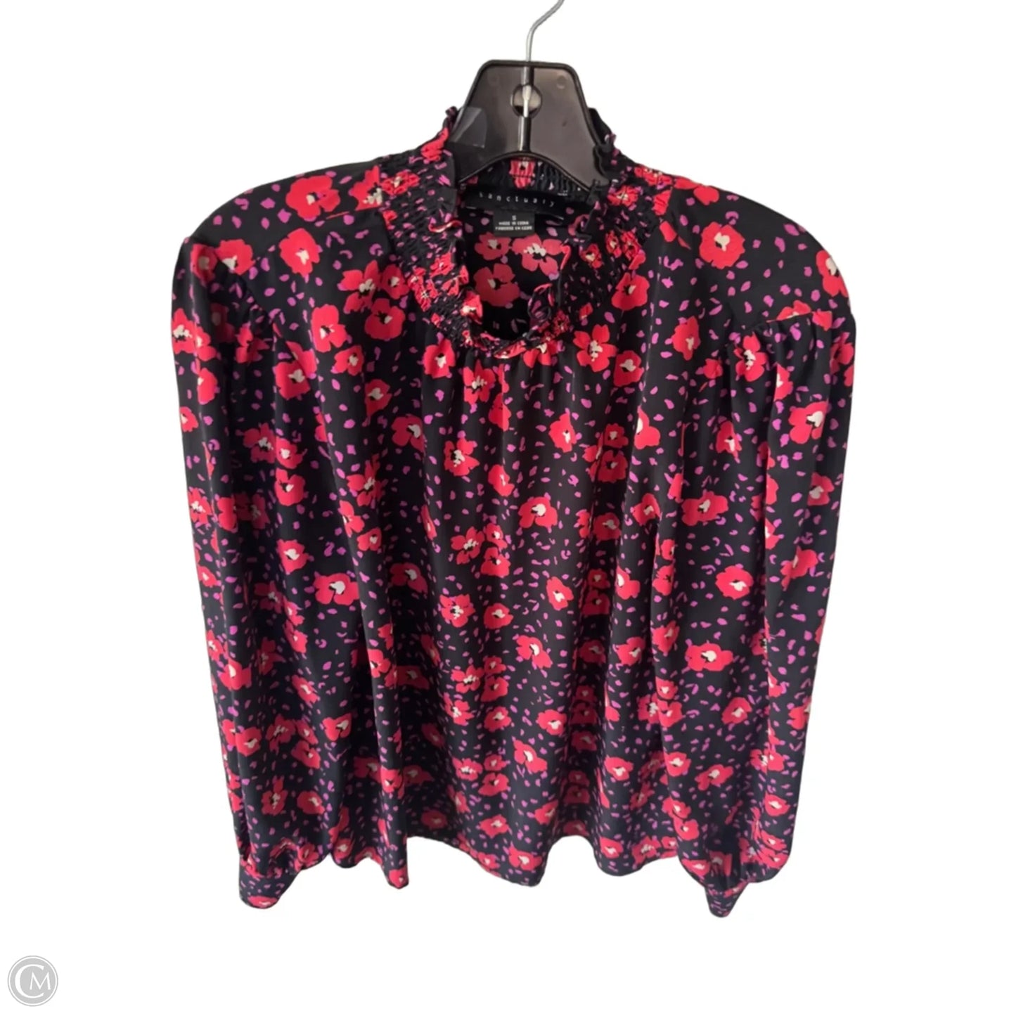 Blouse Long Sleeve By Sanctuary In Black & Red, Size: S