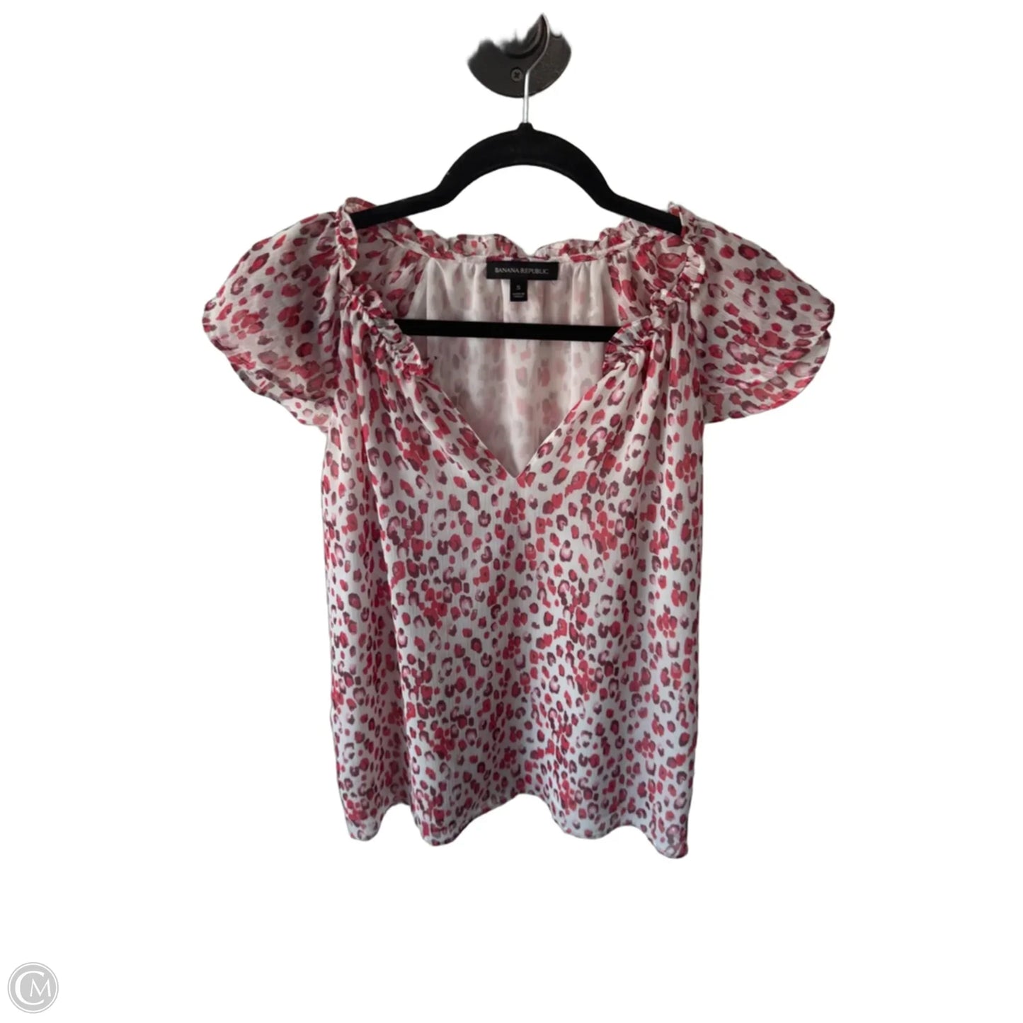 Blouse Short Sleeve By Banana Republic In Red & White, Size: S