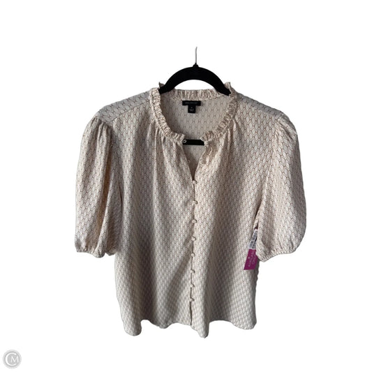 Blouse Short Sleeve By Ann Taylor In Cream & Tan, Size: M