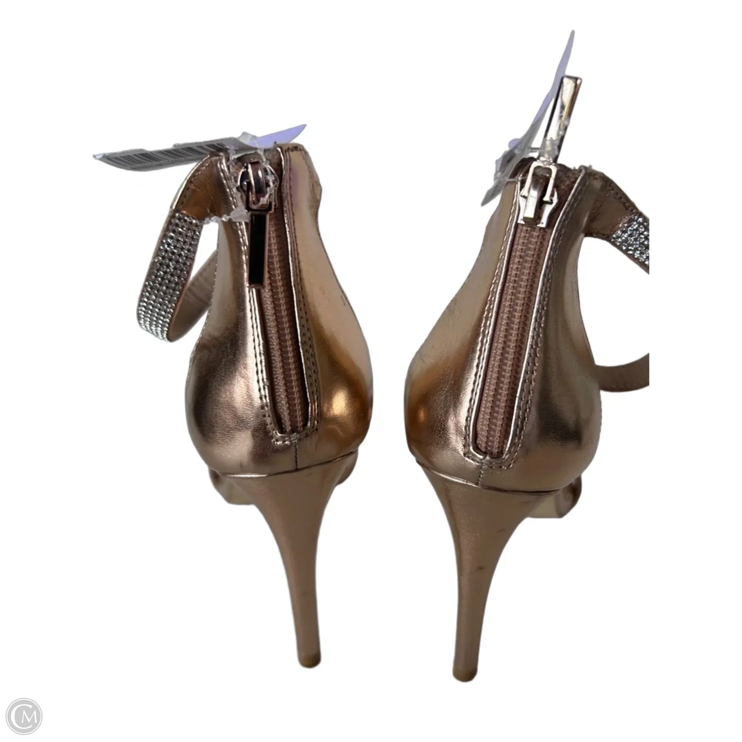Sandals Heels Stiletto By Steve Madden In Gold, Size: 9