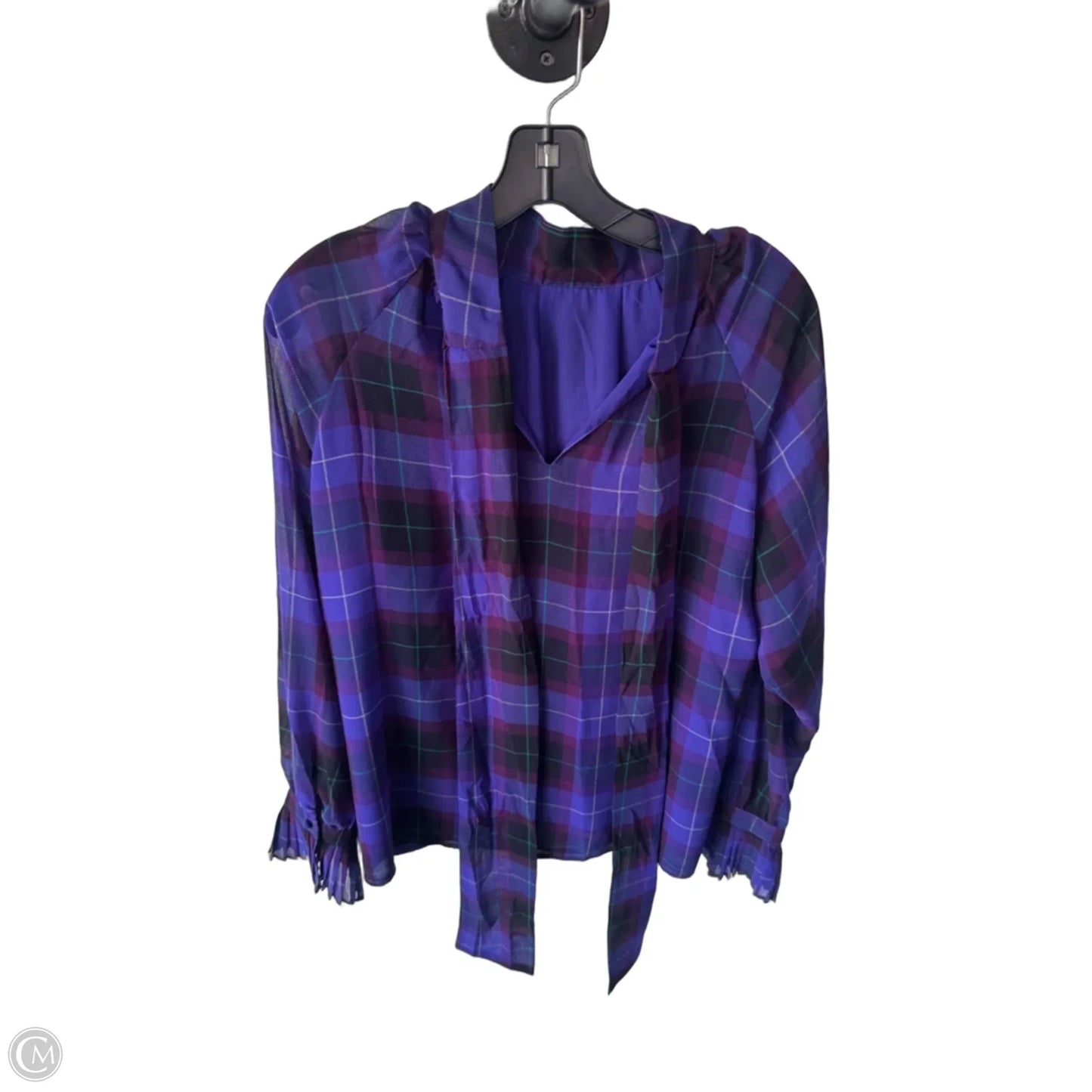 Blouse Long Sleeve By Ann Taylor In Purple & Red, Size: M