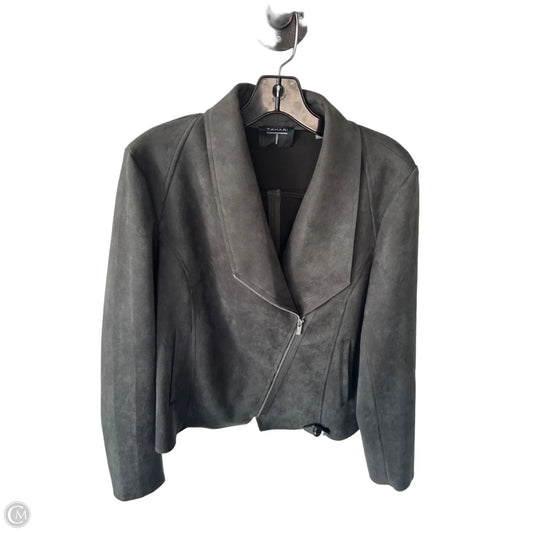 Jacket Moto By Tahari In Grey, Size: M