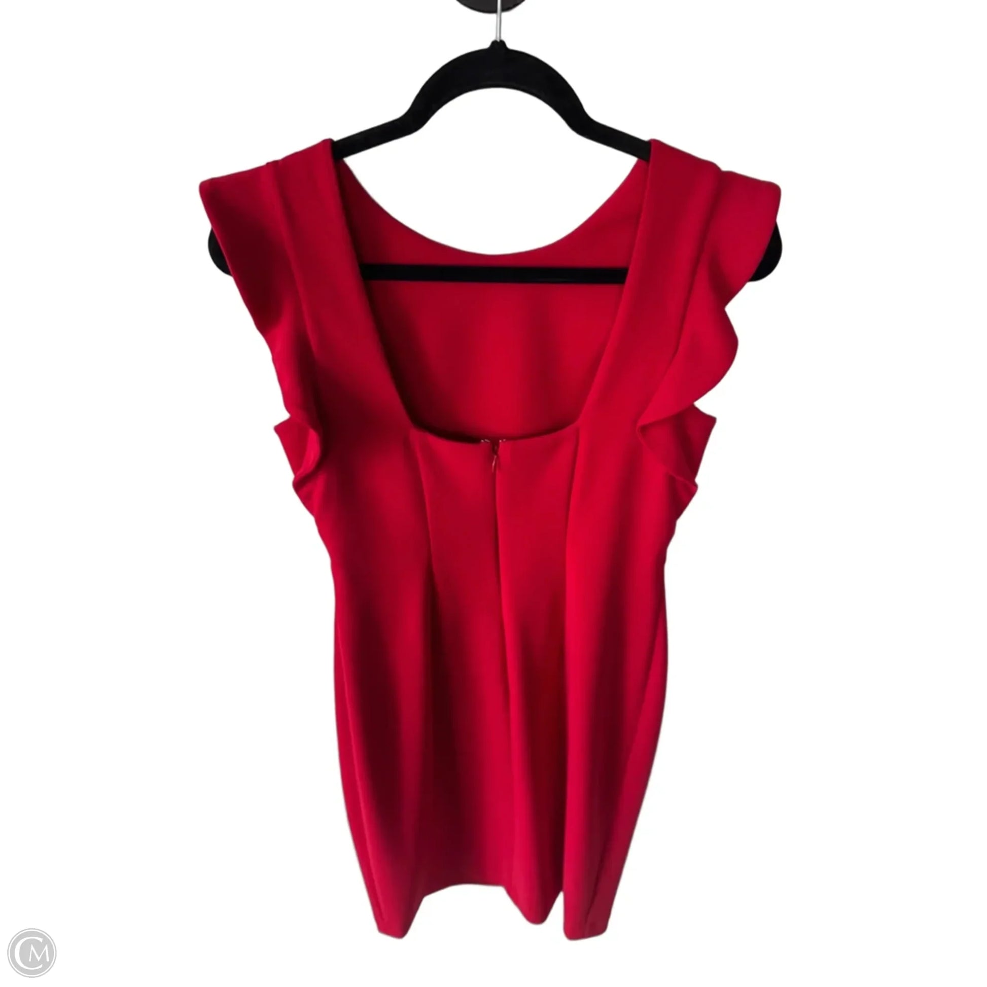 calvin klein red midi dress Calvin Klein Red Tiered Ruffled Stretchy Midi Dress Size M