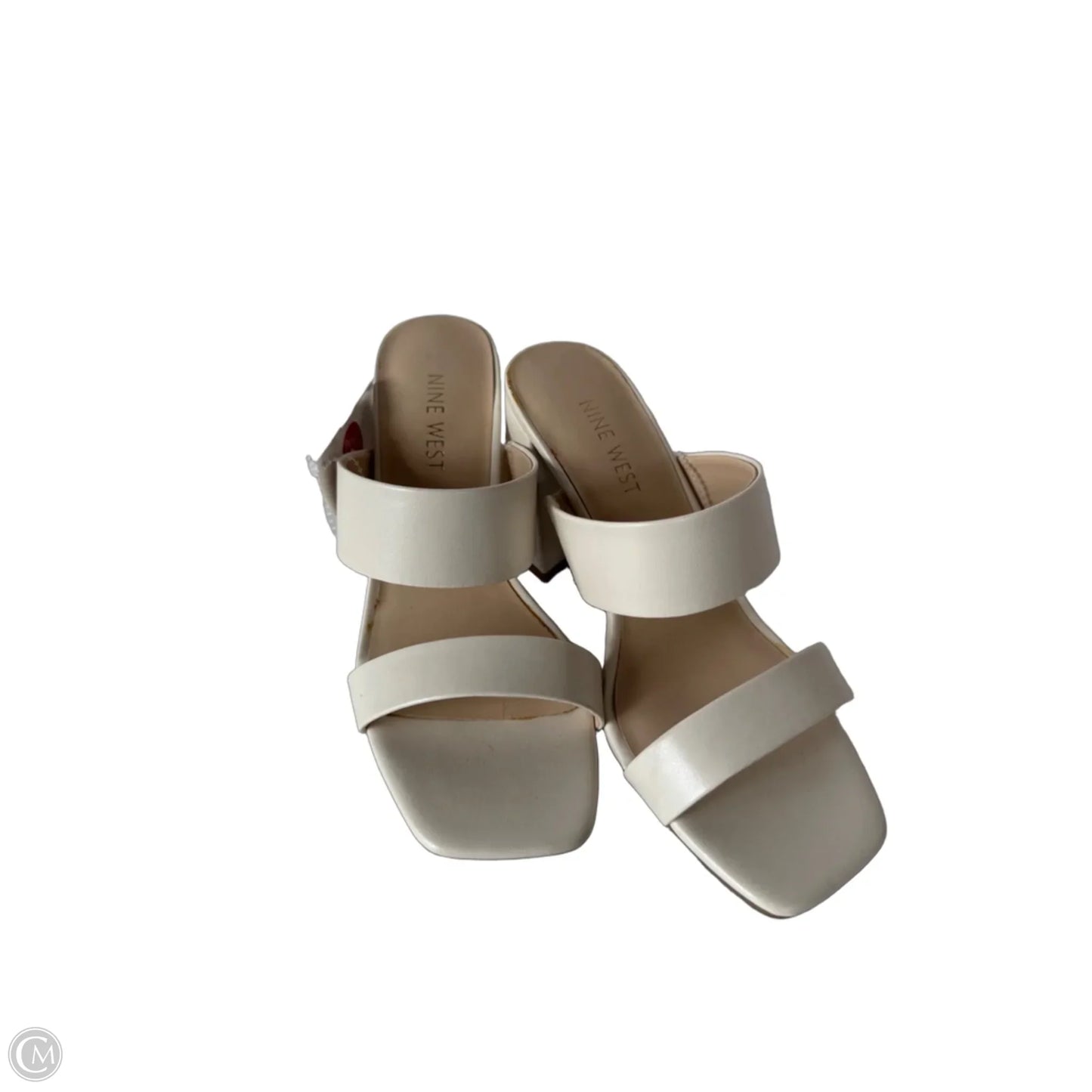 Sandals Heels Block By Nine West In Cream, Size: 6.5