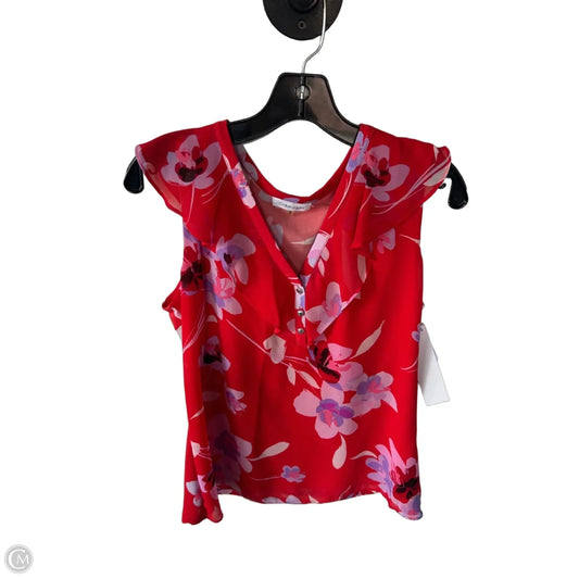 Blouse Sleeveless By Calvin Klein In Red, Size: S