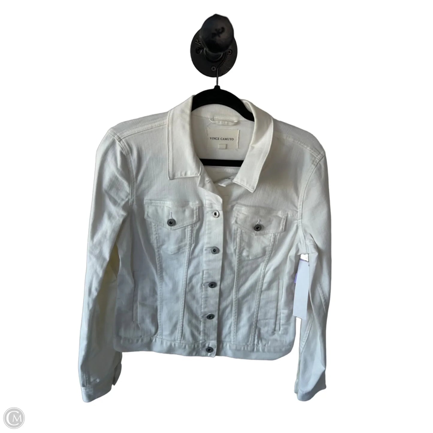 Jacket Denim By Vince Camuto In White Denim, Size: S
