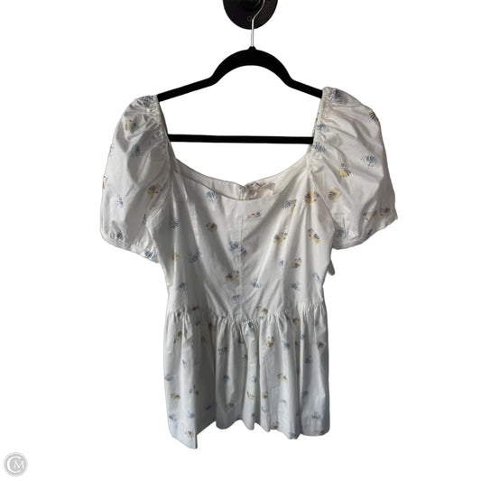 Dress Casual Short By Wayf In White & Yellow, Size: M