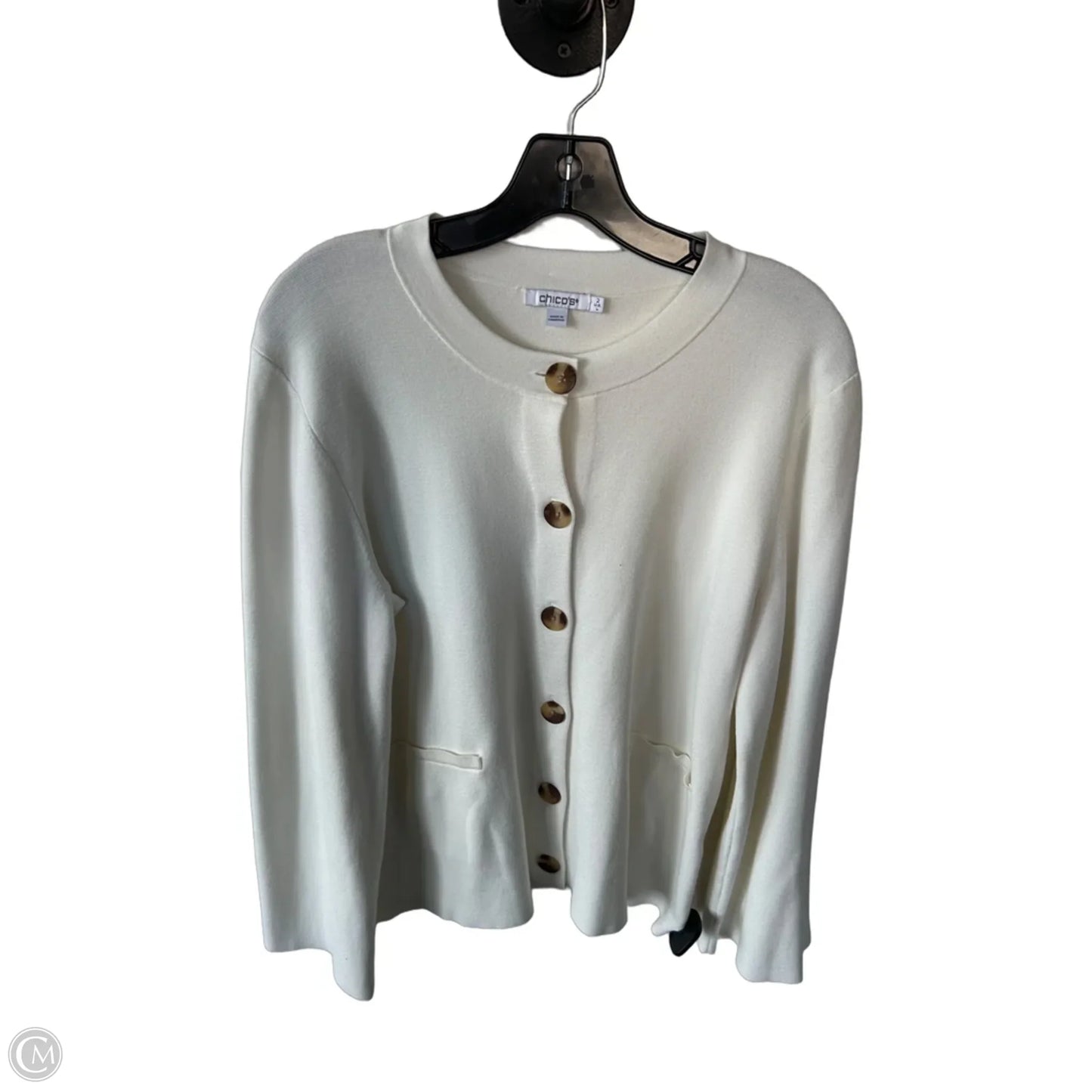 Sweater Cardigan By Chicos In Ivory, Size: L