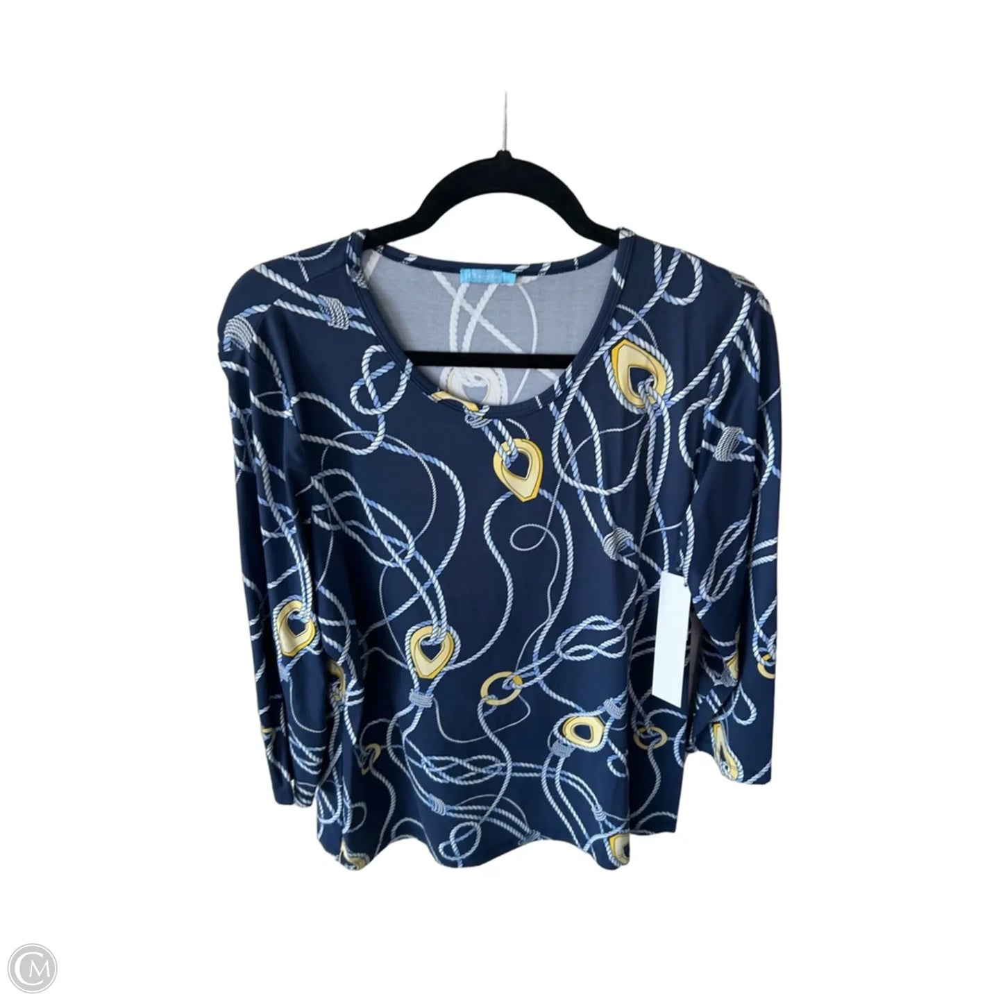 Top Long Sleeve By J Mclaughlin In Blue & Yellow, Size: Xl