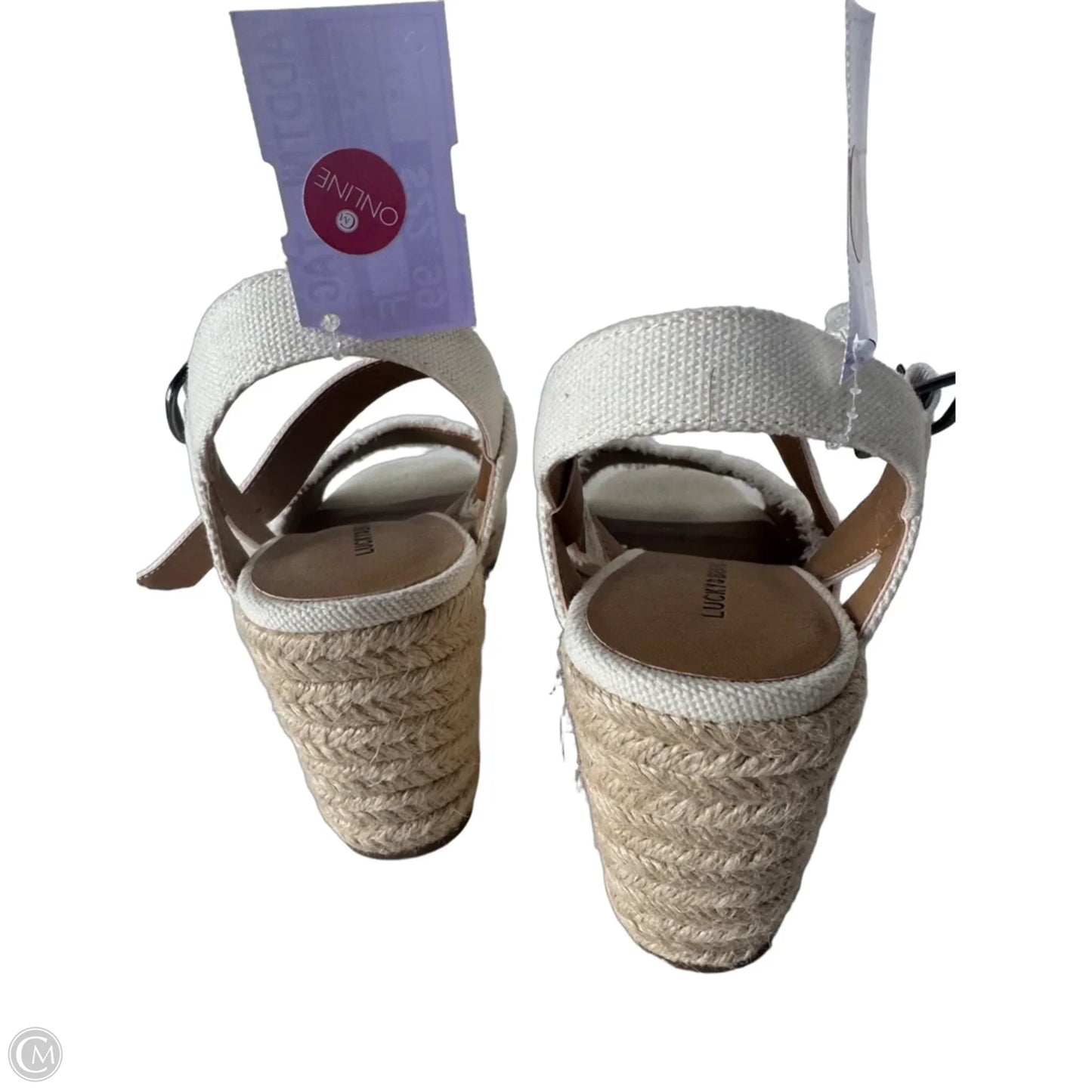 Sandals Heels Wedge By Lucky Brand In Cream & Tan, Size: 7.5
