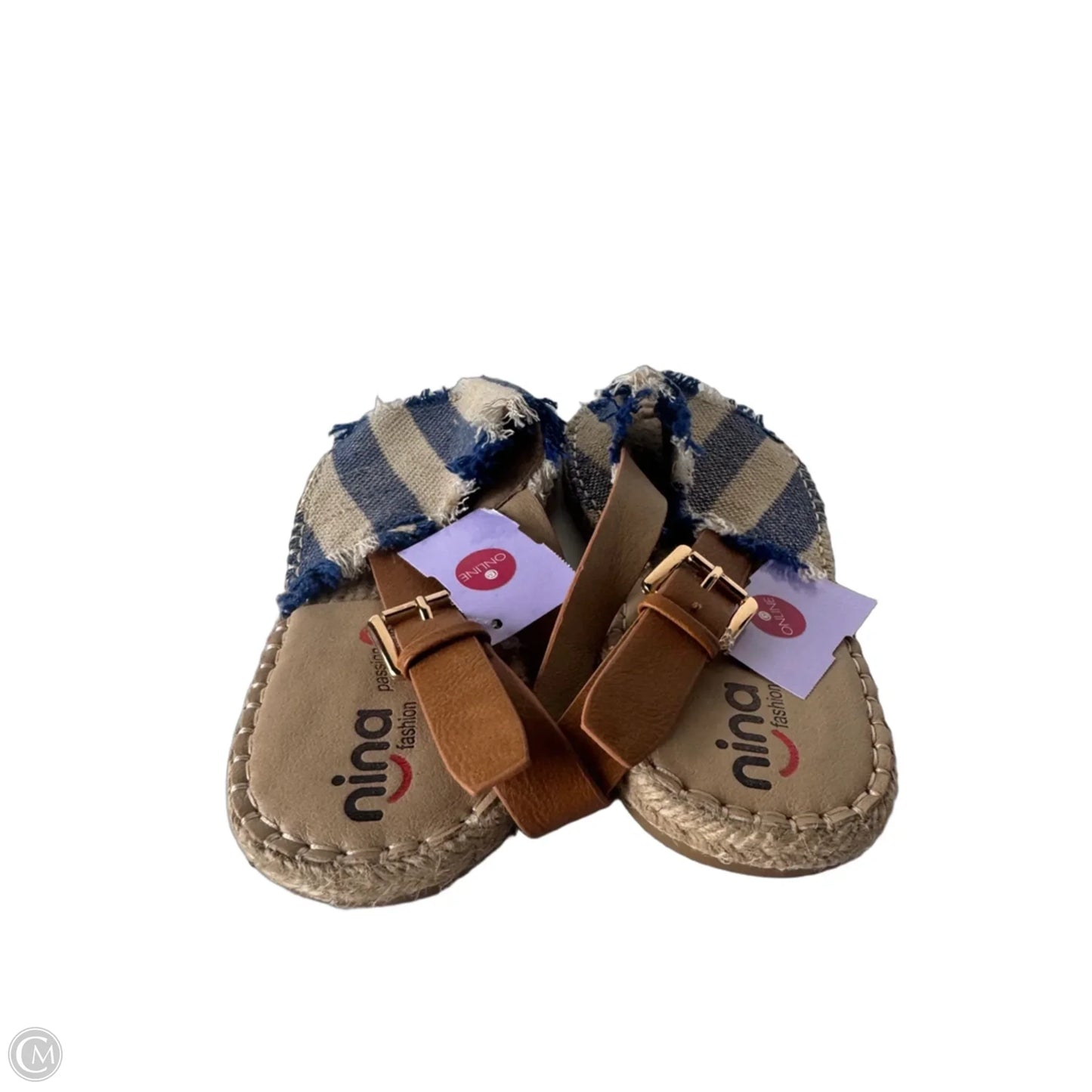 Sandals Flats By Nina In Blue & Tan, Size: 9.5