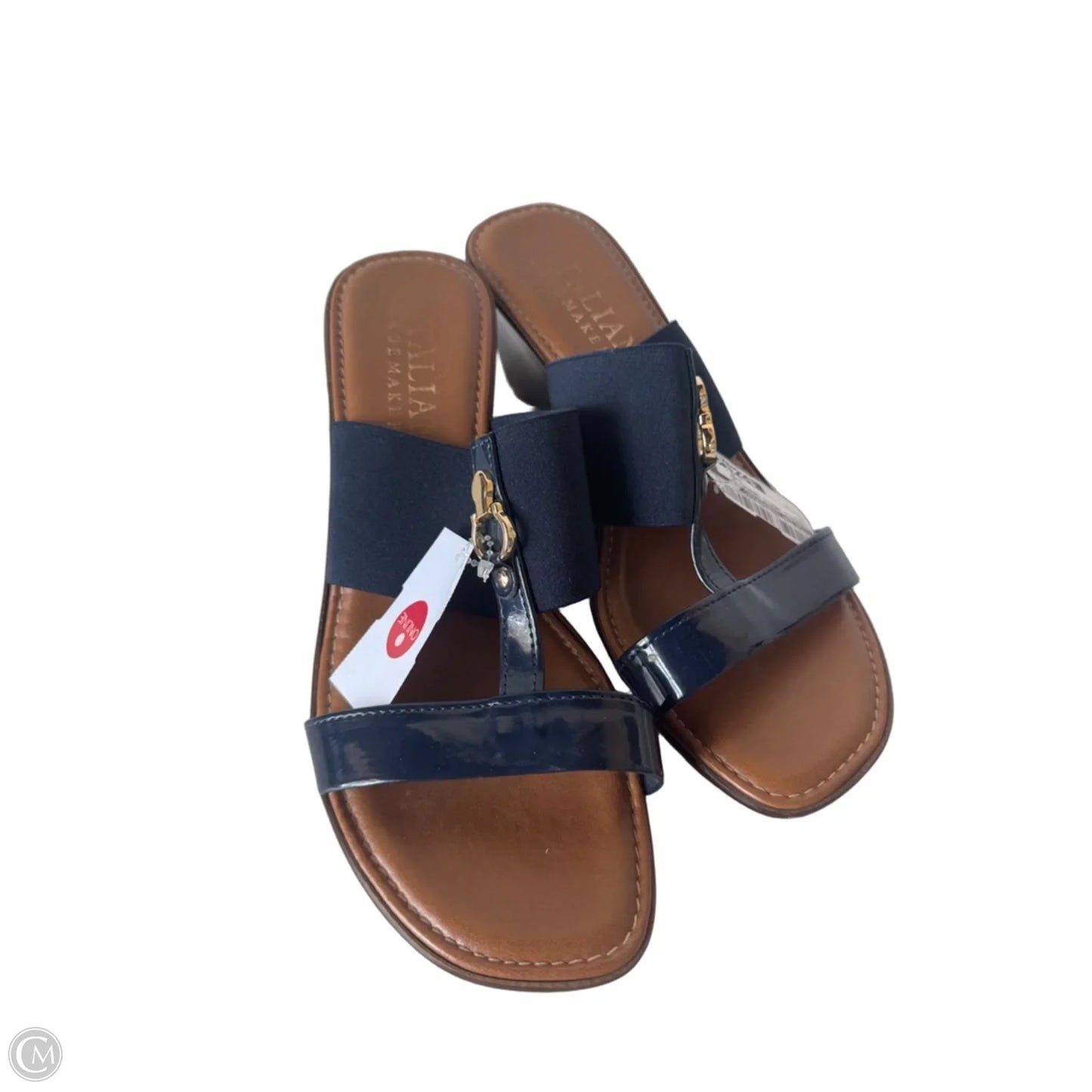 Sandals Heels Wedge By Italian Shoemakers In Navy, Size: 9