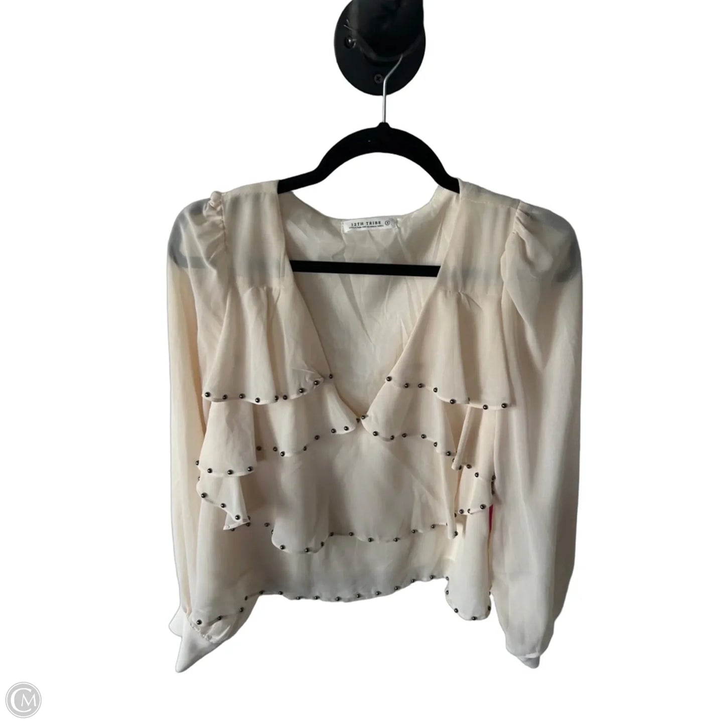 Blouse Long Sleeve By 12th Tribe In Cream, Size: S