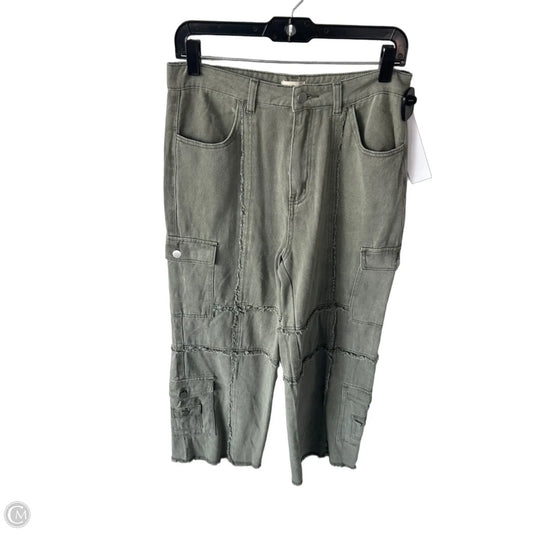 Jeans Wide Leg By Pol In Green Denim, Size: L