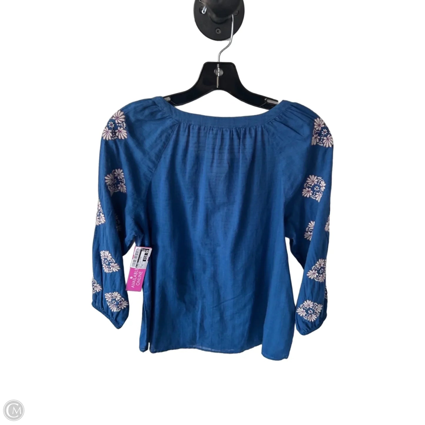 Blouse 3/4 Sleeve By J. Jill In Blue & White, Size: Xs
