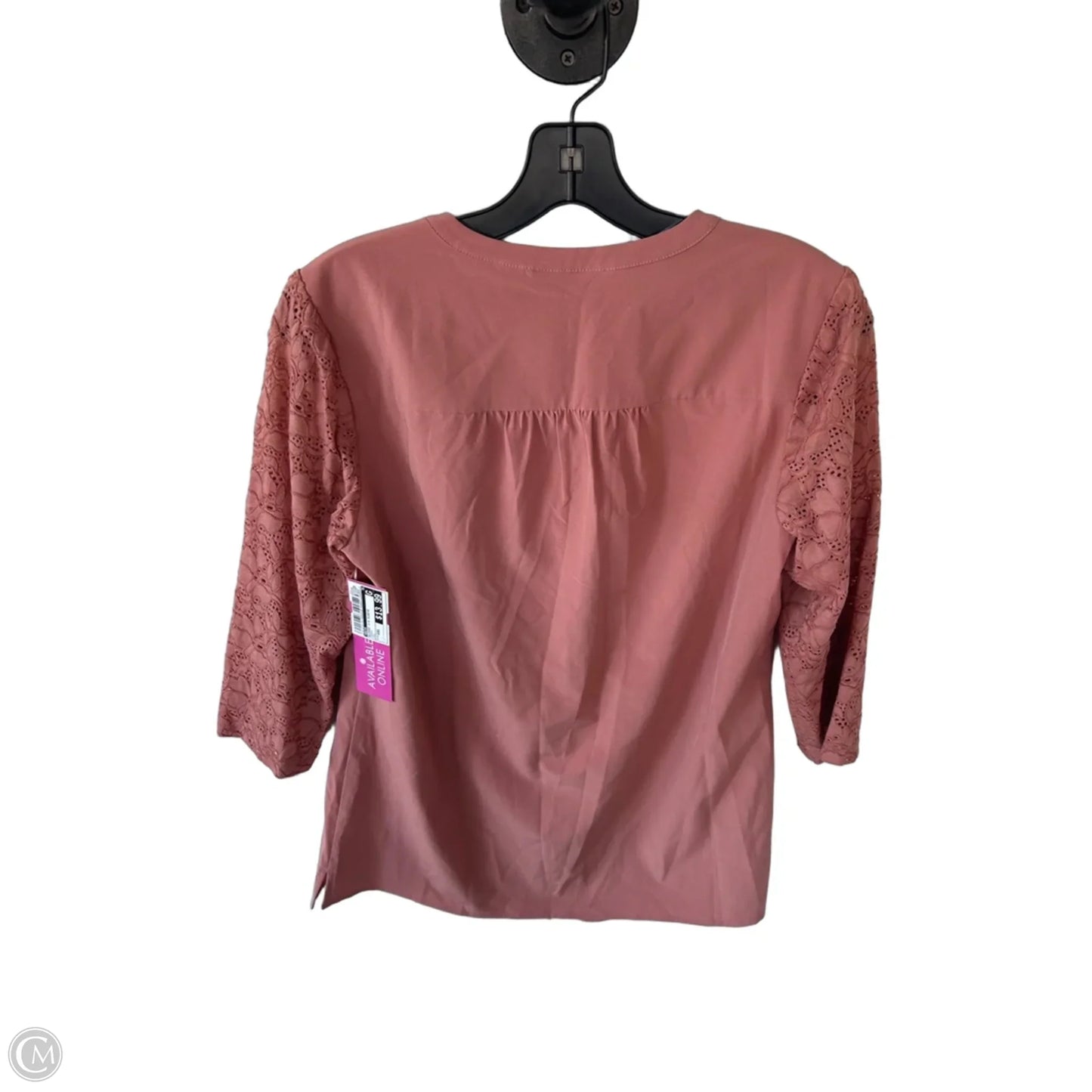 Blouse 3/4 Sleeve By D&co. In Peach, Size: Xxs