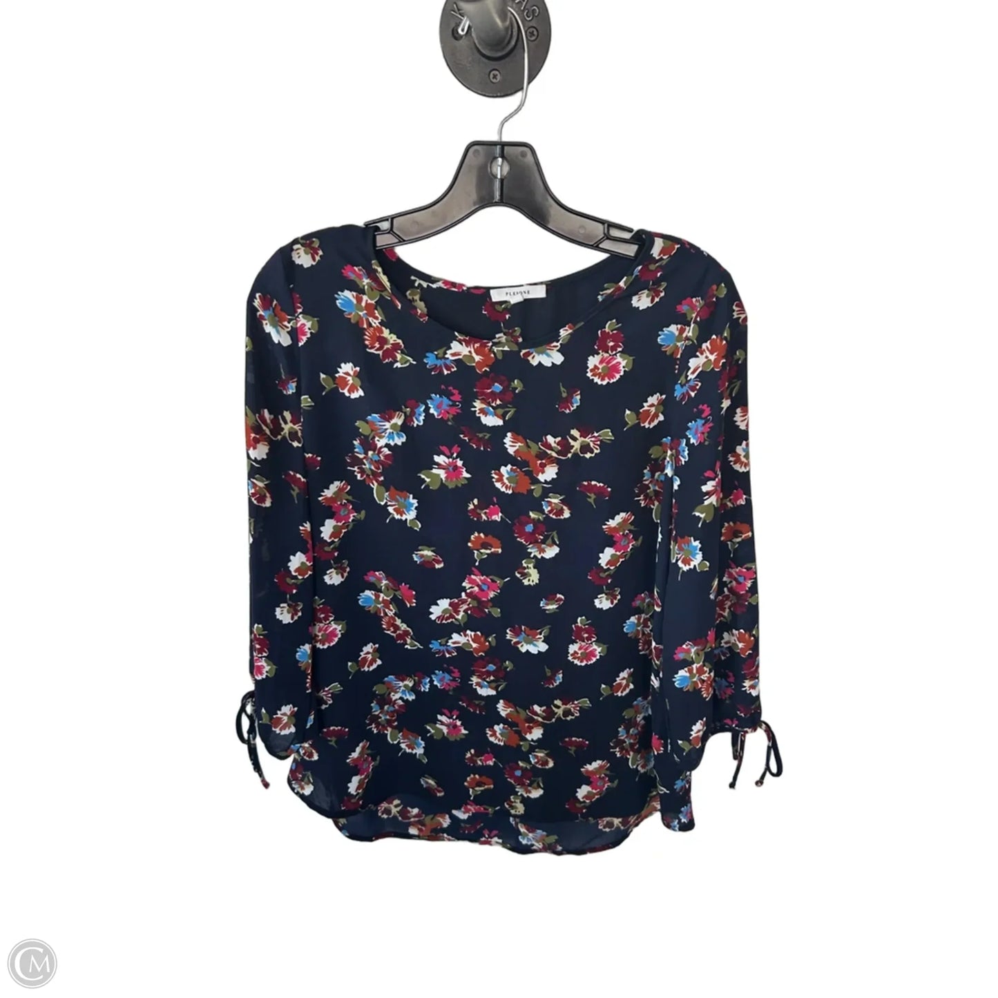 Blouse 3/4 Sleeve By Pleione In Blue & Red, Size: S