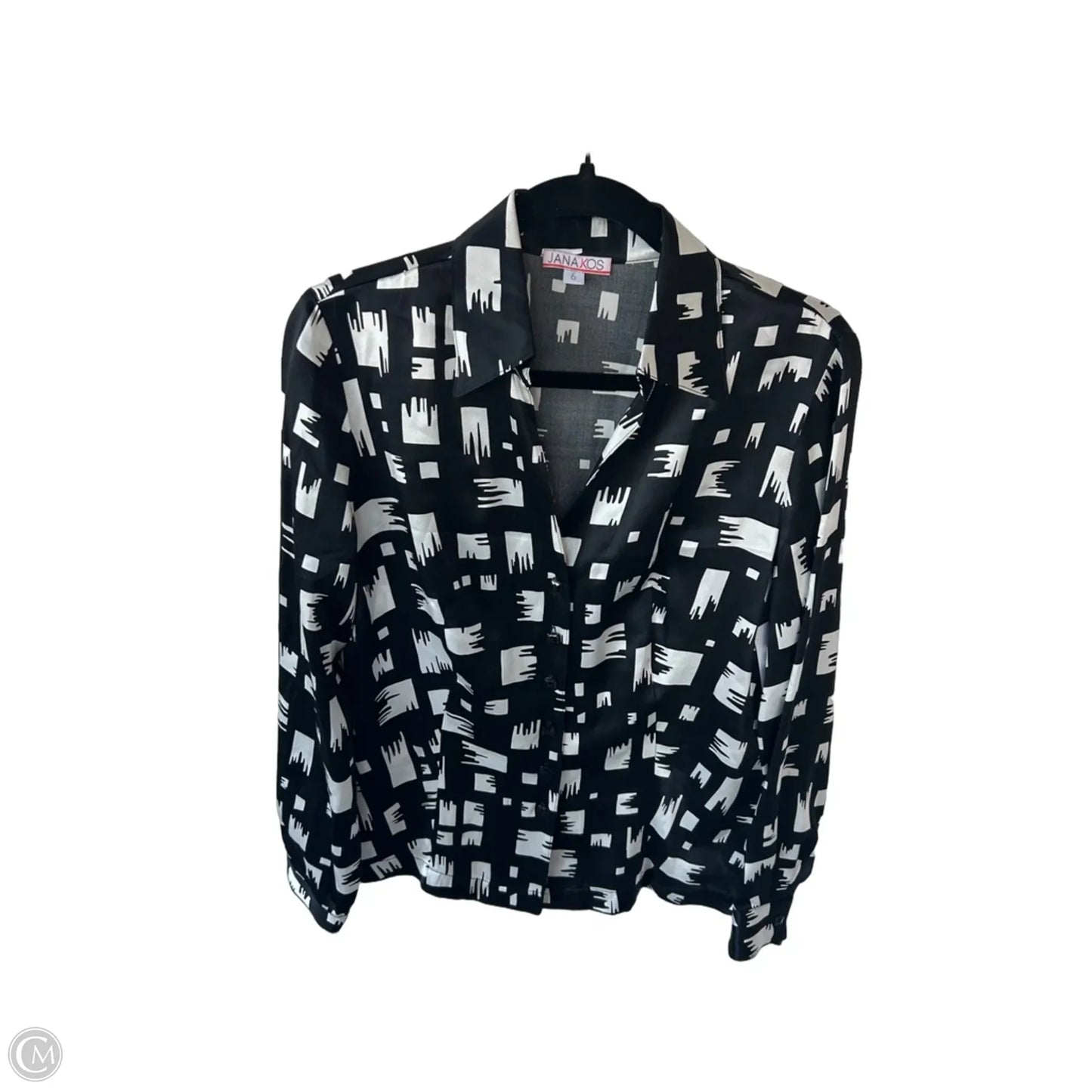 Blouse Long Sleeve By Clothes Mentor In Black & White, Size: S