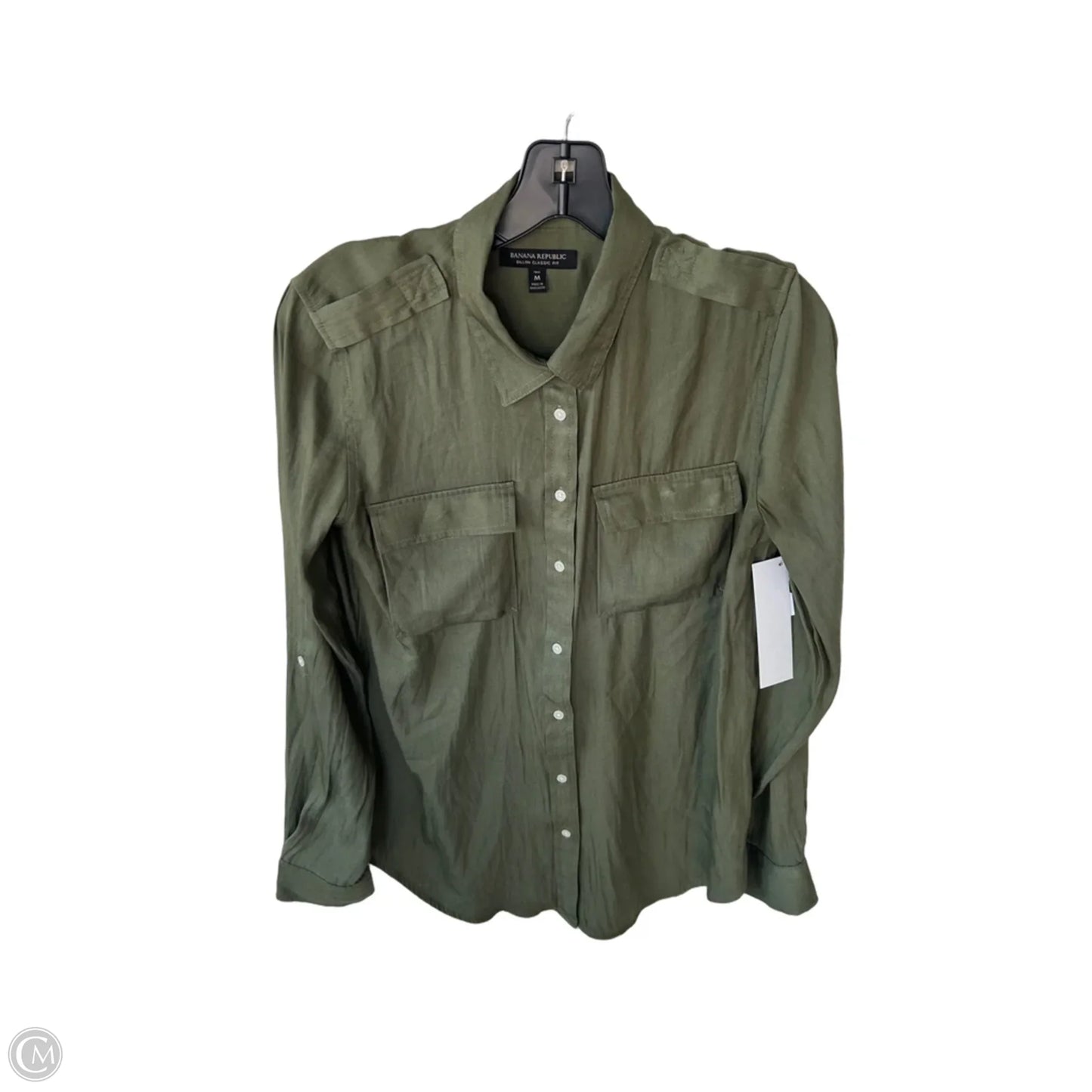 Blouse Long Sleeve By Banana Republic In Green, Size: M