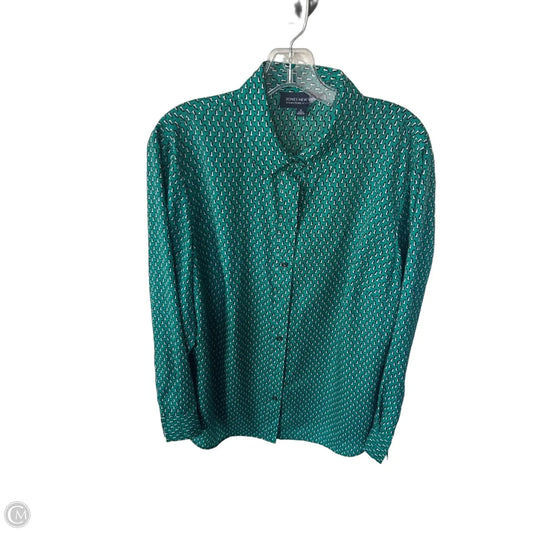 Blouse Long Sleeve By Jones New York In Green & White, Size: 1x